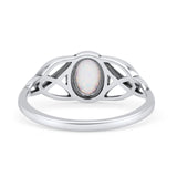 Oval Art Deco Celtic Band Petite Dainty Thumb Ring Lab Created Opal Statement Fashion Ring 925 Sterling Silver