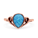 Pear Statement Fashion Vintage Style Thumb Ring Lab Created Opal Oxidized 925 Sterling Silver