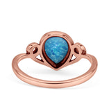 Pear Statement Fashion Vintage Style Thumb Ring Lab Created Opal Oxidized 925 Sterling Silver