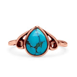 Pear Statement Fashion Vintage Style Thumb Ring Lab Created Opal Oxidized 925 Sterling Silver