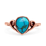 Pear Statement Fashion Vintage Style Thumb Ring Lab Created Opal Oxidized 925 Sterling Silver