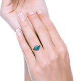 Pear Statement Fashion Vintage Style Thumb Ring Lab Created Opal Oxidized 925 Sterling Silver