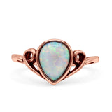 Pear Statement Fashion Vintage Style Thumb Ring Lab Created Opal Oxidized 925 Sterling Silver