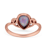 Pear Statement Fashion Vintage Style Thumb Ring Lab Created Opal Oxidized 925 Sterling Silver