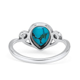Pear Statement Fashion Vintage Style Thumb Ring Lab Created Opal Oxidized 925 Sterling Silver