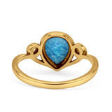 Pear Statement Fashion Vintage Style Thumb Ring Lab Created Opal Oxidized 925 Sterling Silver