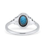 Oval Vintage Style Statement Fashion Thumb Ring Lab Created Opal Oxidized 925 Sterling Silver