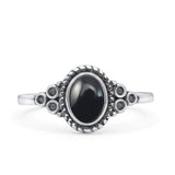 Oval Vintage Style Statement Fashion Thumb Ring Lab Created Opal Oxidized 925 Sterling Silver