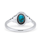 Oval Vintage Style Statement Fashion Thumb Ring Lab Created Opal Oxidized 925 Sterling Silver