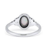 Oval Vintage Style Statement Fashion Thumb Ring Lab Created Opal Oxidized 925 Sterling Silver