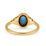 Oval Vintage Style Statement Fashion Thumb Ring Lab Created Opal Oxidized 925 Sterling Silver