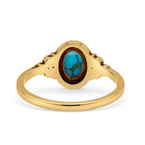 Oval Vintage Style Statement Fashion Thumb Ring Lab Created Opal Oxidized 925 Sterling Silver