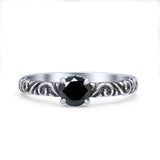 Art Deco Vintage Style Thumb Ring Statement Fashion Oxidized Round Solid 925 Sterling Silver