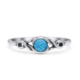 Infinity Promise Thumb Ring Round Oxidized Fashion Statement Ring Band Lab Created Opal 925 Sterling Silver