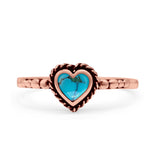 Heart Statement Fashion Petite Dainty Thumb Ring Lab Created Opal Oxidized Solid 925 Sterling Silver