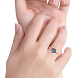 Heart Statement Fashion Petite Dainty Thumb Ring Lab Created Opal Oxidized Solid 925 Sterling Silver