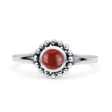 Beaded Flower Vintage Style Round Oxidized Statement Fashion Thumb Ring Lab Created Opal 925 Sterling Silver