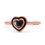 Heart Statement Fashion Petite Dainty Thumb Ring Lab Created Opal Oxidized 925 Sterling Silver