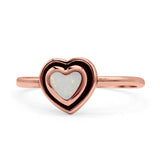 Heart Statement Fashion Petite Dainty Thumb Ring Lab Created Opal Oxidized 925 Sterling Silver