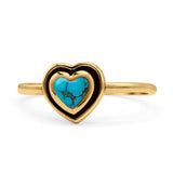 Heart Statement Fashion Petite Dainty Thumb Ring Lab Created Opal Oxidized 925 Sterling Silver