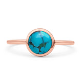 Oxidized Statement Fashion Round Petite Dainty Thumb Ring Lab Created Opal Solid 925 Sterling Silver