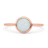 Oxidized Statement Fashion Round Petite Dainty Thumb Ring Lab Created Opal Solid 925 Sterling Silver