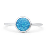 Oxidized Statement Fashion Round Petite Dainty Thumb Ring Lab Created Opal Solid 925 Sterling Silver