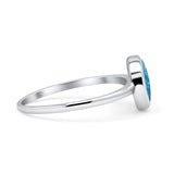 Oxidized Statement Fashion Round Petite Dainty Thumb Ring Lab Created Opal Solid 925 Sterling Silver