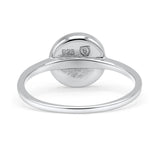 Oxidized Statement Fashion Round Petite Dainty Thumb Ring Lab Created Opal Solid 925 Sterling Silver