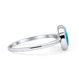 Oxidized Statement Fashion Round Petite Dainty Thumb Ring Lab Created Opal Solid 925 Sterling Silver