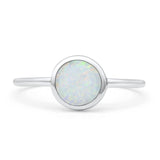 Oxidized Statement Fashion Round Petite Dainty Thumb Ring Lab Created Opal Solid 925 Sterling Silver