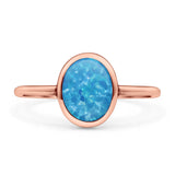 Oval Statement Fashion Petite Dainty Thumb Ring Lab Created Opal Solid 925 Sterling Silver