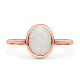 Oval Statement Fashion Petite Dainty Thumb Ring Lab Created Opal Solid 925 Sterling Silver
