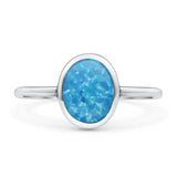 Oval Statement Fashion Petite Dainty Thumb Ring Lab Created Opal Solid 925 Sterling Silver