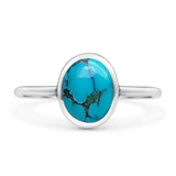 Oval Statement Fashion Petite Dainty Thumb Ring Lab Created Opal Solid 925 Sterling Silver