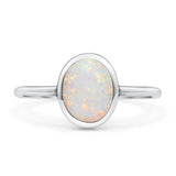 Oval Statement Fashion Petite Dainty Thumb Ring Lab Created Opal Solid 925 Sterling Silver