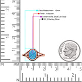 Oval Statement Fashion Thumb Ring Lab Created Opal Oxidized Solid 925 Sterling Silver