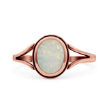 Oval Statement Fashion Thumb Ring Lab Created Opal Oxidized Solid 925 Sterling Silver