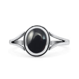 Oval Statement Fashion Thumb Ring Lab Created Opal Oxidized Solid 925 Sterling Silver
