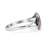 Oval Statement Fashion Thumb Ring Lab Created Opal Oxidized Solid 925 Sterling Silver