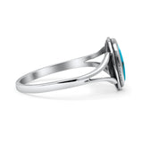 Oval Statement Fashion Thumb Ring Lab Created Opal Oxidized Solid 925 Sterling Silver