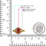 Oval Statement Fashion Thumb Ring Lab Created Opal Oxidized Solid 925 Sterling Silver