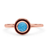 Round Thumb Ring Statement Fashion Ring Oxidized Lab Created Opal Solid 925 Sterling Silver