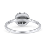 Round Thumb Ring Statement Fashion Ring Oxidized Lab Created Opal Solid 925 Sterling Silver