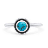 Round Thumb Ring Statement Fashion Ring Oxidized Lab Created Opal Solid 925 Sterling Silver