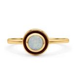 Round Thumb Ring Statement Fashion Ring Oxidized Lab Created Opal Solid 925 Sterling Silver