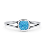 Split Shank Cushion Cut Statement Fashion Petite Dainty Thumb Ring Lab Created Opal Oxidized 925 Sterling Silver