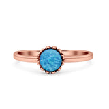 Solitaire Flower Round Oxidized Statement Fashion Thumb Ring Lab Created Opal 925 Sterling Silver