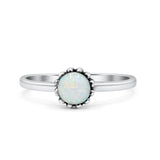 Solitaire Flower Round Oxidized Statement Fashion Thumb Ring Lab Created Opal 925 Sterling Silver