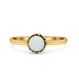 Solitaire Flower Round Oxidized Statement Fashion Thumb Ring Lab Created Opal 925 Sterling Silver